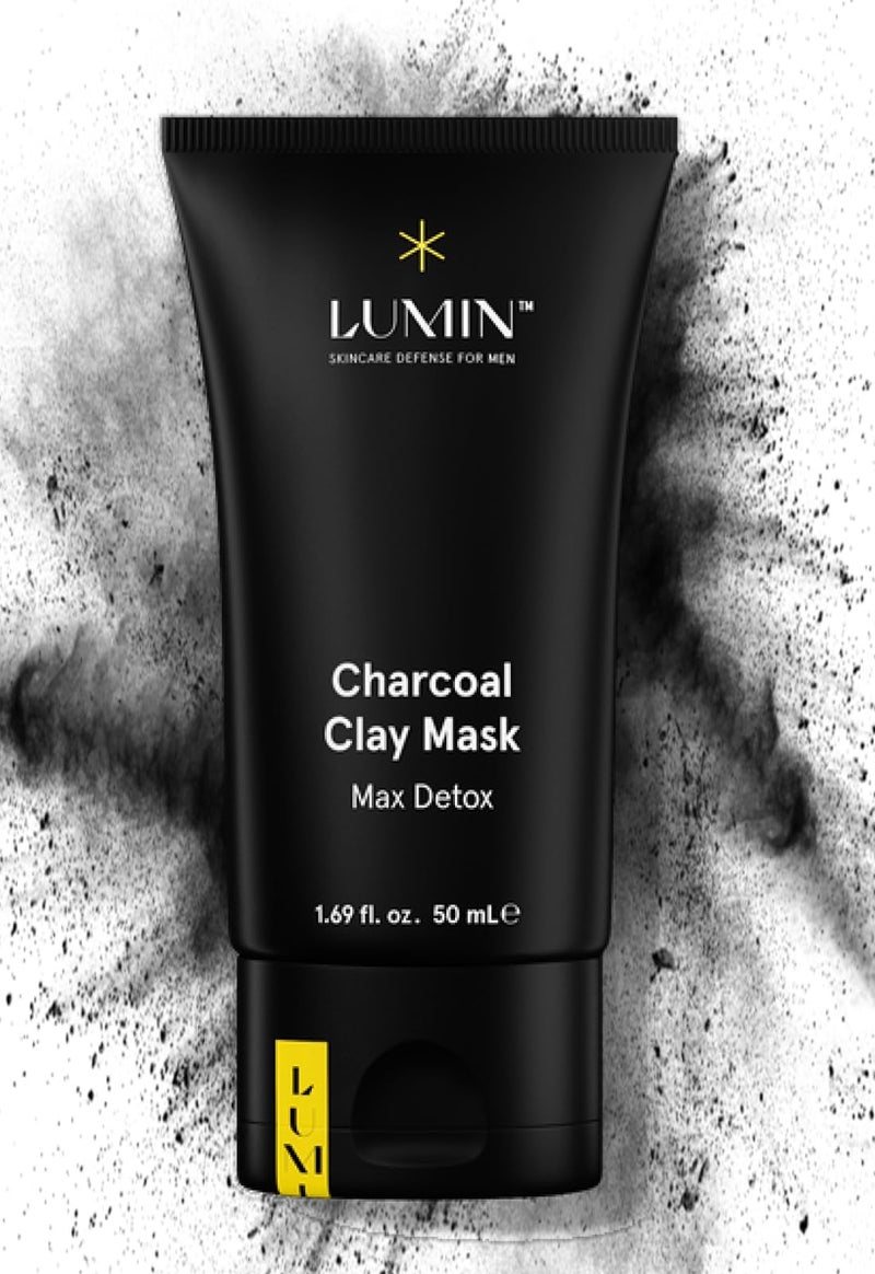 Lumin Charcoal Clay Mask for Men â€“ Kaolin & Bentonite Clay Face Mask, Deep-Cleansing Appearance for Smoother-Looking Skin & Refined Pores, Hydrating Skincare for All Skin Types, 50 mL - Image 1