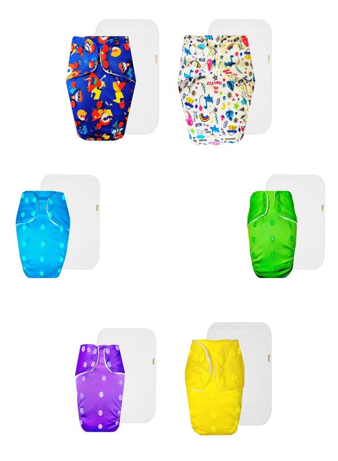 حفاضات دمبلدو القماشية الممتازة مع حشوة قطنية (عبوة من 6) | مضادة للحساسية | مانعة للتسرب | سهلة التنظيف | مثالية للأطفال الصغار | من 3 أشهر إلى 3 سنوات | للجنسين - Image 1