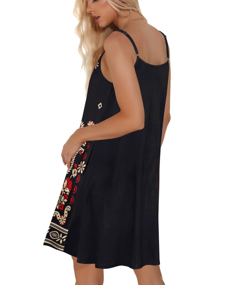 JOELLYUS Women Sundresses Summer Dresses Spaghetti Strap Dress Beach Cover Ups Backless Sundress (Black Boho Floral, L) - Image 5