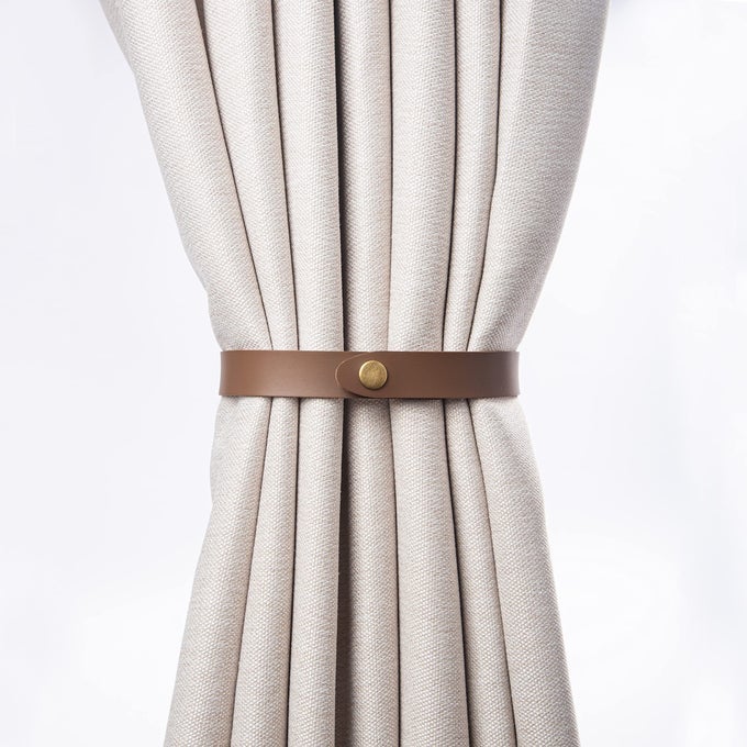 PU LEATHER CURTAIN TIE BACKS RING CLIPS CURTAIN BUCKLE FOR WINDOW DRAPERIES OF HOME HOTEL CURTAIN HOLDERS ROPE DECORATION CREATIVE CURTAINS BUCKLE MODERN MINIMALIST SET OF 2 DARK BROWN