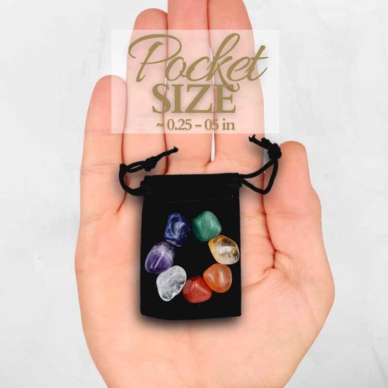 ZATNY Crystals and Healing Stones Premium Kit Velvet Pouch - 7 Chakra Stones Healing Crystals Set, Ebook, Gift (Tiny 7 Chakra Stones) - Image 2