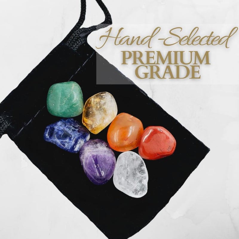 ZATNY Crystals and Healing Stones Premium Kit Velvet Pouch - 7 Chakra Stones Healing Crystals Set, Ebook, Gift (Tiny 7 Chakra Stones) - Image 3