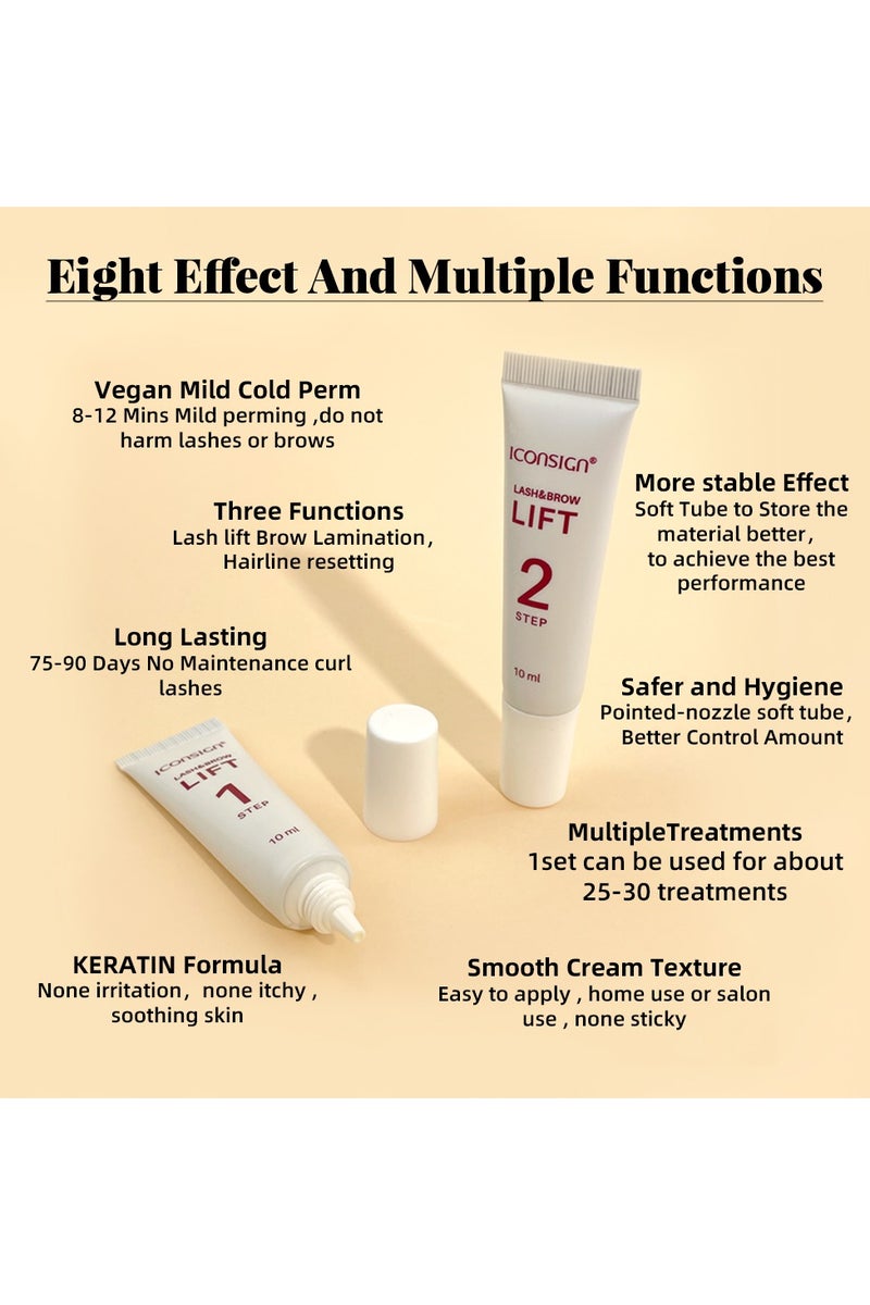 ICONSIGN Lash Lift Kit – 2 Step Vegan Lash Perm for 90 Day Curl, Brow Lamination, Professional Salon Results at Home (10ml Cream + Lotion) - Image 4