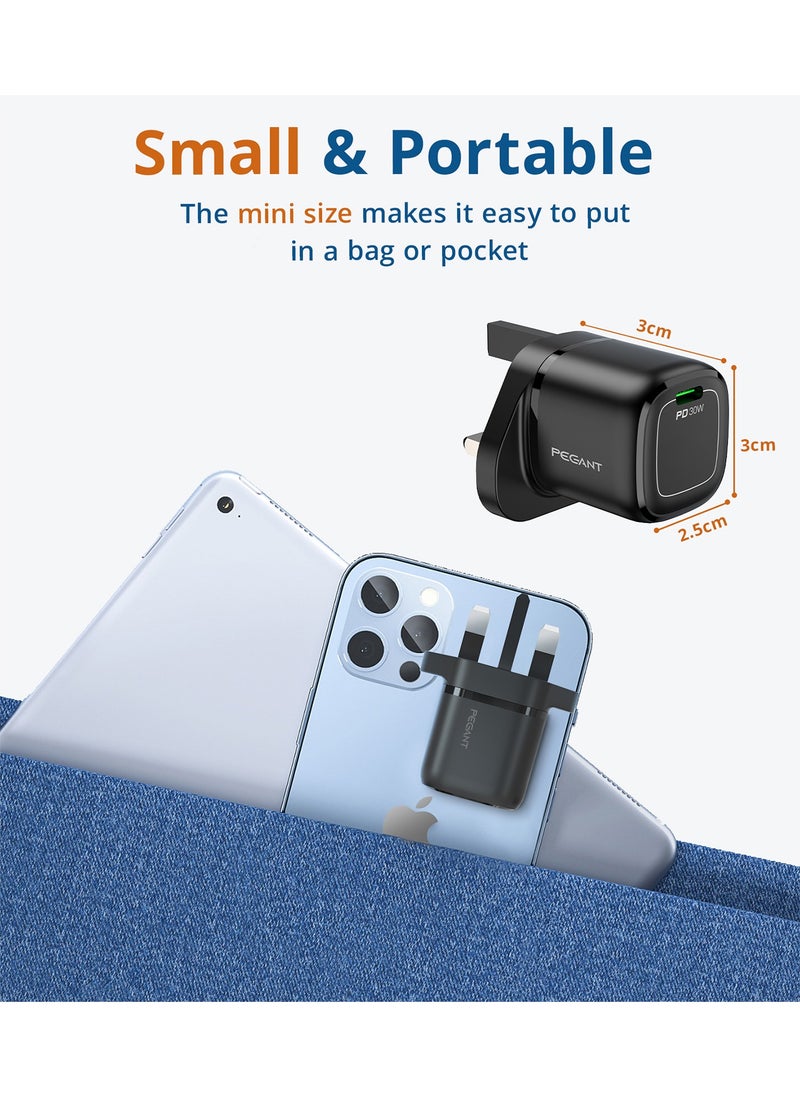 PEGANT 30W USB-C PD GaN Fast Charger Wall Adapter Plug Type C  - Image 4