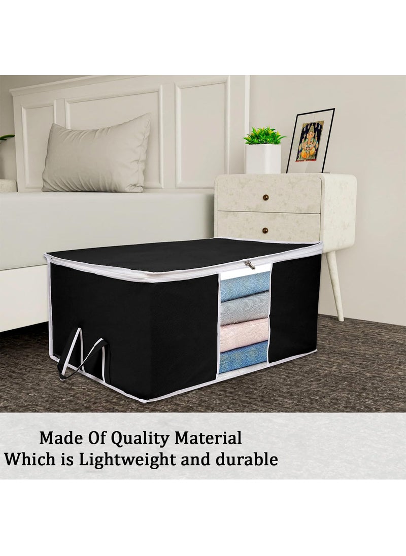 AARON INC AARON INC Blanket Cover Storage Bag Clothes Storage Organizer With Zipper Transparent Window Handle Duvet Cover Underbed Storage Bag Ideal for Comforters and Quilts Black Pack of 2  - Image 5