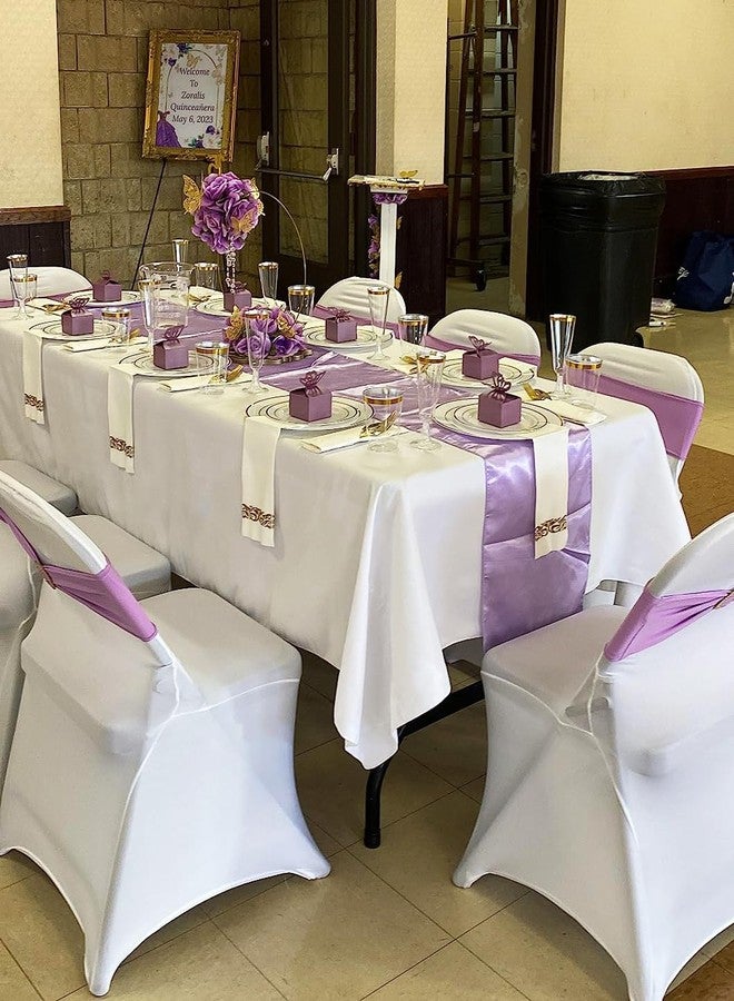 SINSSOWL 10 Pack Silver Table Runners 12 X 108 Inches Wedding Satin Table Runner for Party Birthday Banquet Bridal Shower Baby Shower Engagement Table Decorations - Silver - Image 4
