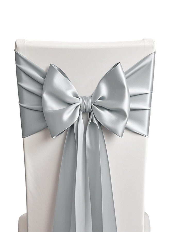 SINSSOWL 10 Pack Silver Table Runners 12 X 108 Inches Wedding Satin Table Runner for Party Birthday Banquet Bridal Shower Baby Shower Engagement Table Decorations - Silver - Image 3