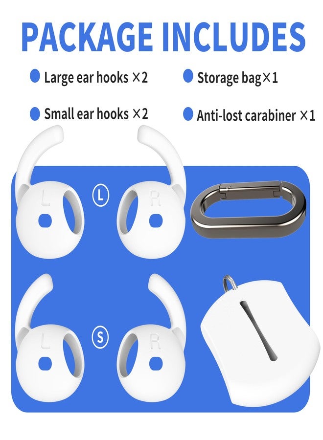DamonLight 4 Pairs Ear Hooks for AirPods 4th Generation [Added Storage Pouch] Anti Slip Sport Ear Tips Accessories Compatible with AirPods 4 [2024 Released] S & L - Image 5