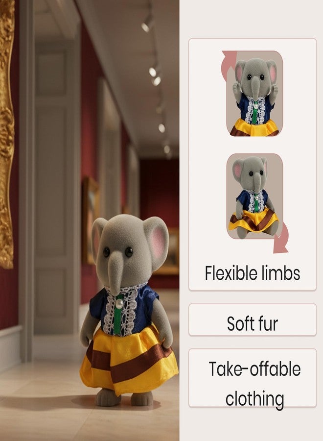 OLEOCA Family Gray Elephant Figures - Set of 3 Collectible Flocked Mini Dolls with Removable Clothes, Miniature Dollhouse Pretend Play Figures for Kids Ages 3+ - Image 5