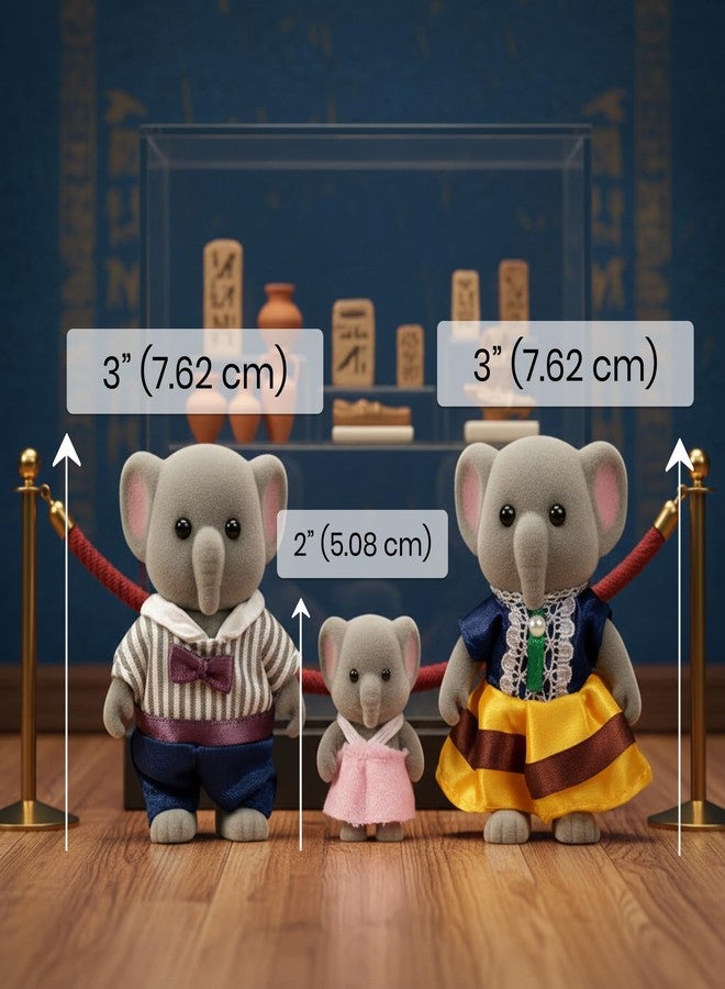 OLEOCA Family Gray Elephant Figures - Set of 3 Collectible Flocked Mini Dolls with Removable Clothes, Miniature Dollhouse Pretend Play Figures for Kids Ages 3+ - Image 3