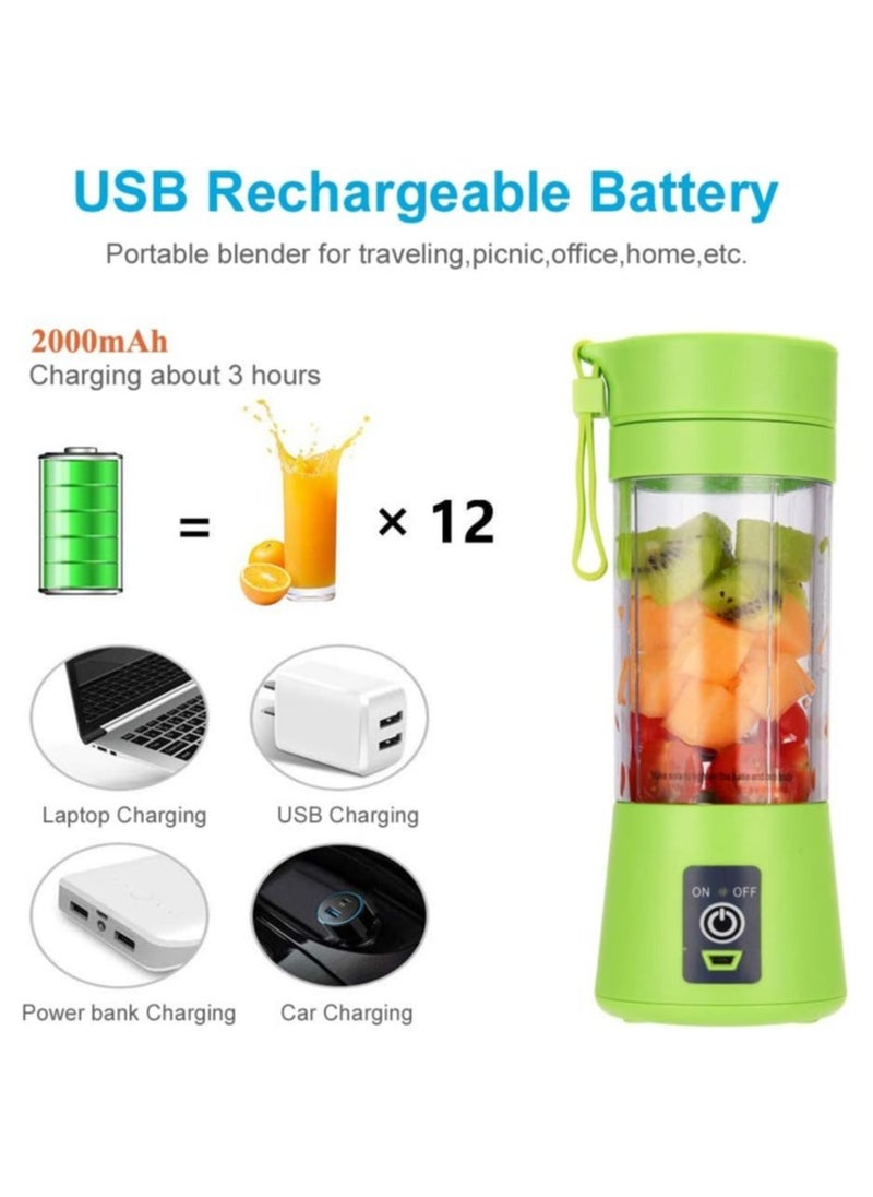 Portable Blender, Personal Size Blender Shakes And Smoothies, Mini Juicer Cup Usb Rechargeable, Handheld Travel Blender Fruit Mixer 380ml