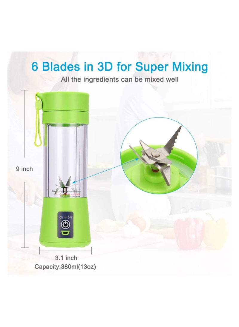 Portable Blender, Personal Size Blender Shakes And Smoothies, Mini Juicer Cup Usb Rechargeable, Handheld Travel Blender Fruit Mixer 380ml