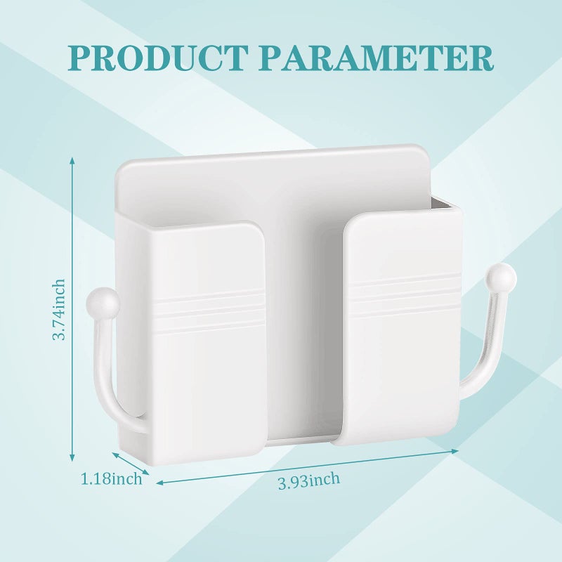 Jetec 6 Pcs Wall Mount Phone Holder Self-Adhesive Wall Beside Organizer Storage Box Plastic Charging Phone Stand Remote Brackets Holder for Bedroom(White) - Image 2