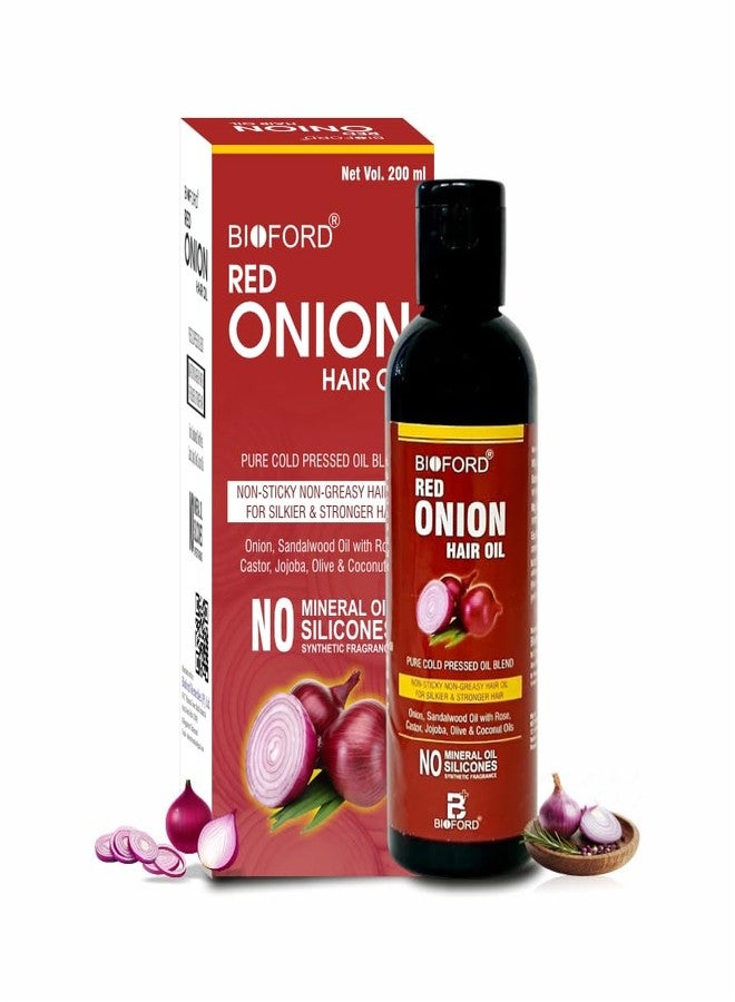 Bioford Red Onion Hair Oil Strengthens Hair Roots, Reduces Hair Fall, Promotes Natural Hair Growth, Adds Shine & Nourishment Ayurvedic Formula - 100ml (Pack of 2) - Image 2