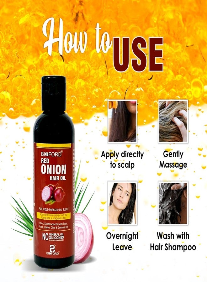 Bioford Red Onion Hair Oil Strengthens Hair Roots, Reduces Hair Fall, Promotes Natural Hair Growth, Adds Shine & Nourishment Ayurvedic Formula - 100ml (Pack of 2) - Image 5