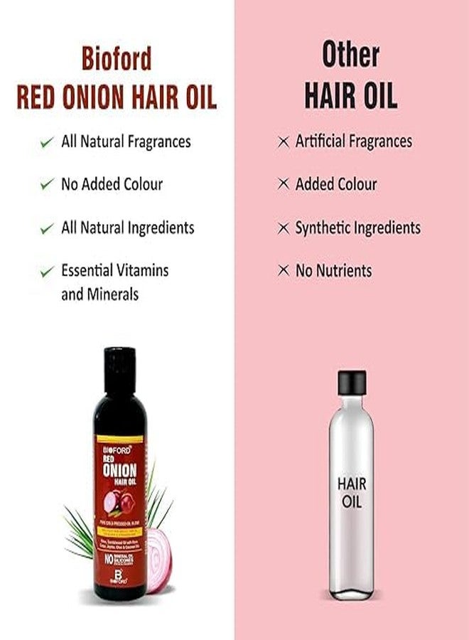 Bioford Red Onion Hair Oil Strengthens Hair Roots, Reduces Hair Fall, Promotes Natural Hair Growth, Adds Shine & Nourishment Ayurvedic Formula - 100ml (Pack of 2) - Image 4