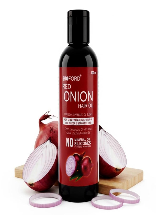 Bioford Red Onion Hair Oil Strengthens Hair Roots, Reduces Hair Fall, Promotes Natural Hair Growth, Adds Shine & Nourishment Ayurvedic Formula - 100ml (Pack of 2) - Image 1