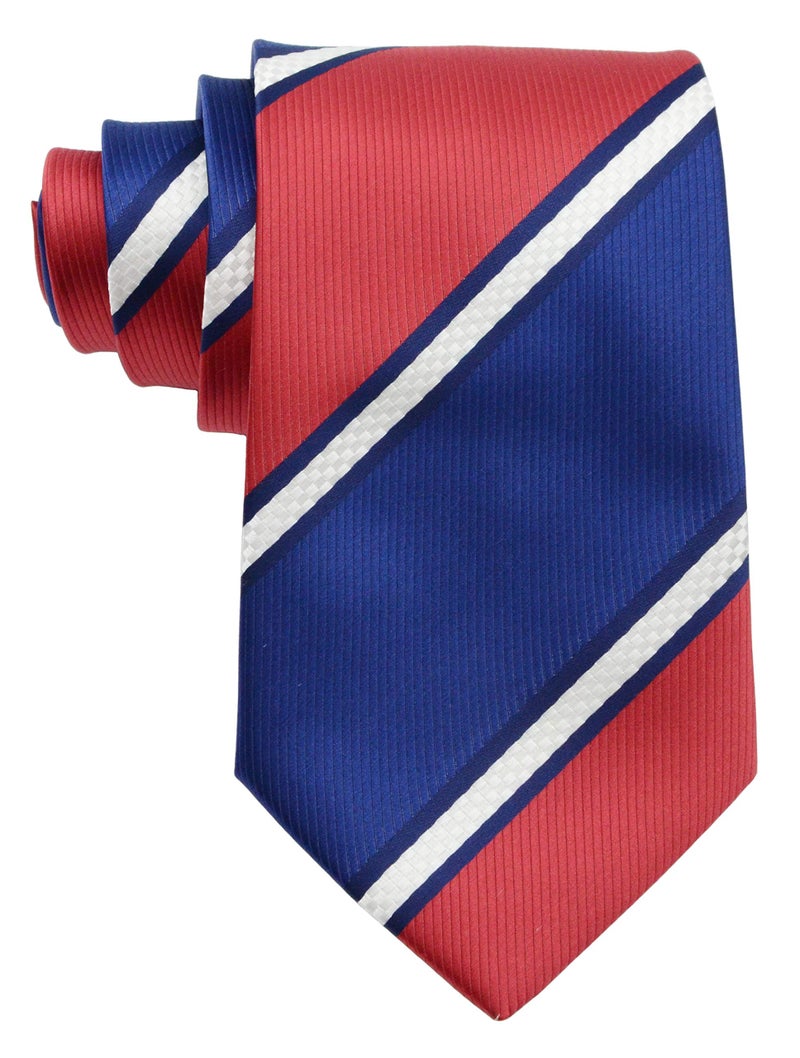 Geotae Zerun New Classic Men's Striped Silk Tie Necktie (Blue/Red) - Image 1