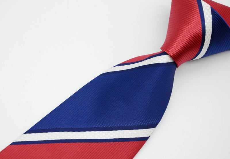 Geotae Zerun New Classic Men's Striped Silk Tie Necktie (Blue/Red) - Image 3