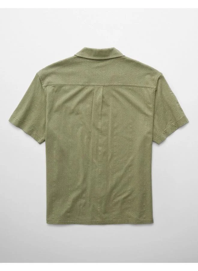 امريكان ايجل AE Jacquard Textured Button-Up Polo Shirt