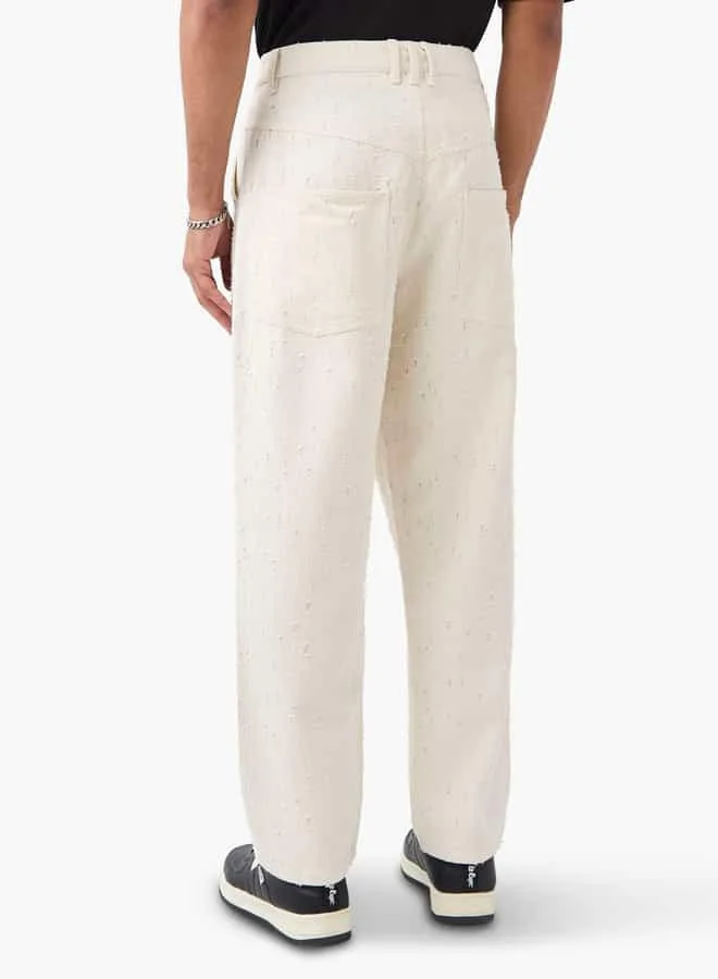 Lee Cooper Lee Cooper Textured Mid-Rise Straight Denim Pants