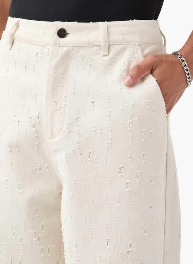 Lee Cooper Lee Cooper Textured Mid-Rise Straight Denim Pants