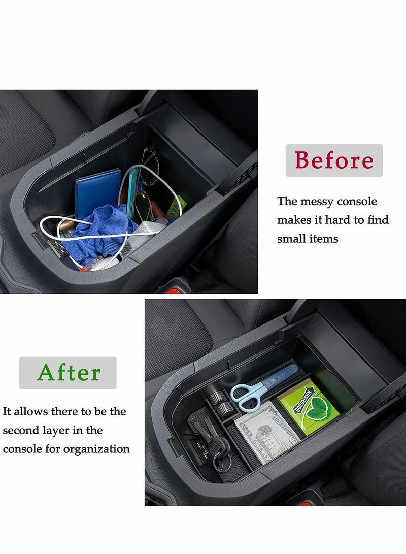 Excefore 2PCS Center Console Tray Organizer Compatible with Toyota RAV4 2022 2021 2020 2019 Accessories, Armrest Insert Container ABS Material Secondary Storage Box-Black  - Image 4