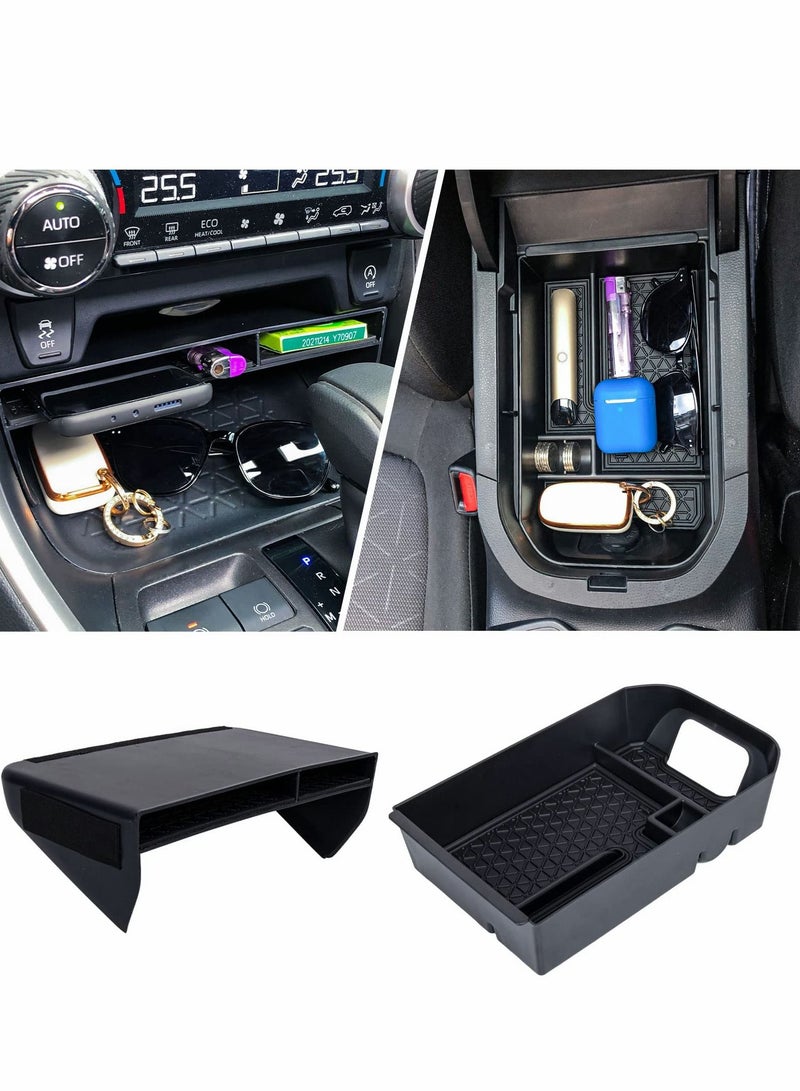 Excefore 2PCS Center Console Tray Organizer Compatible with Toyota RAV4 2022 2021 2020 2019 Accessories, Armrest Insert Container ABS Material Secondary Storage Box-Black  - Image 1