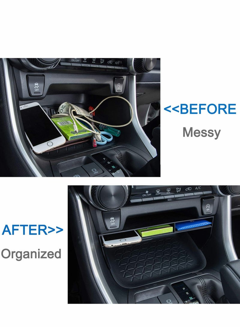 Excefore 2PCS Center Console Tray Organizer Compatible with Toyota RAV4 2022 2021 2020 2019 Accessories, Armrest Insert Container ABS Material Secondary Storage Box-Black  - Image 5
