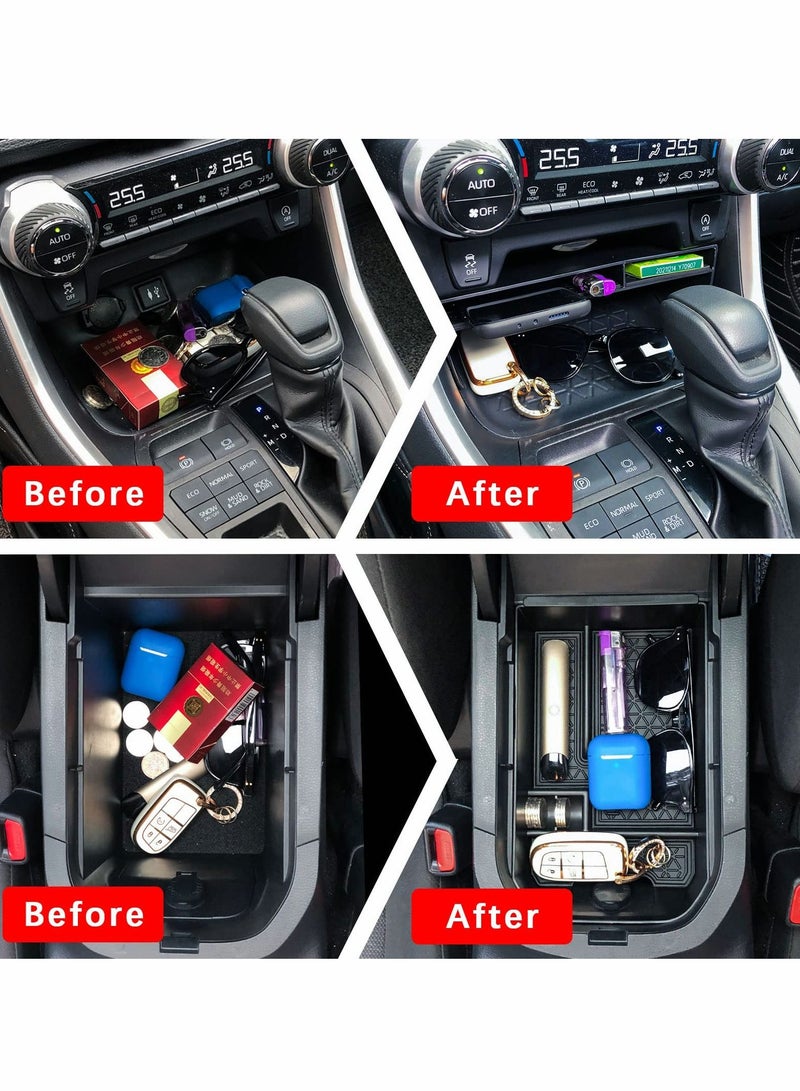 Excefore 2PCS Center Console Tray Organizer Compatible with Toyota RAV4 2022 2021 2020 2019 Accessories, Armrest Insert Container ABS Material Secondary Storage Box-Black  - Image 3