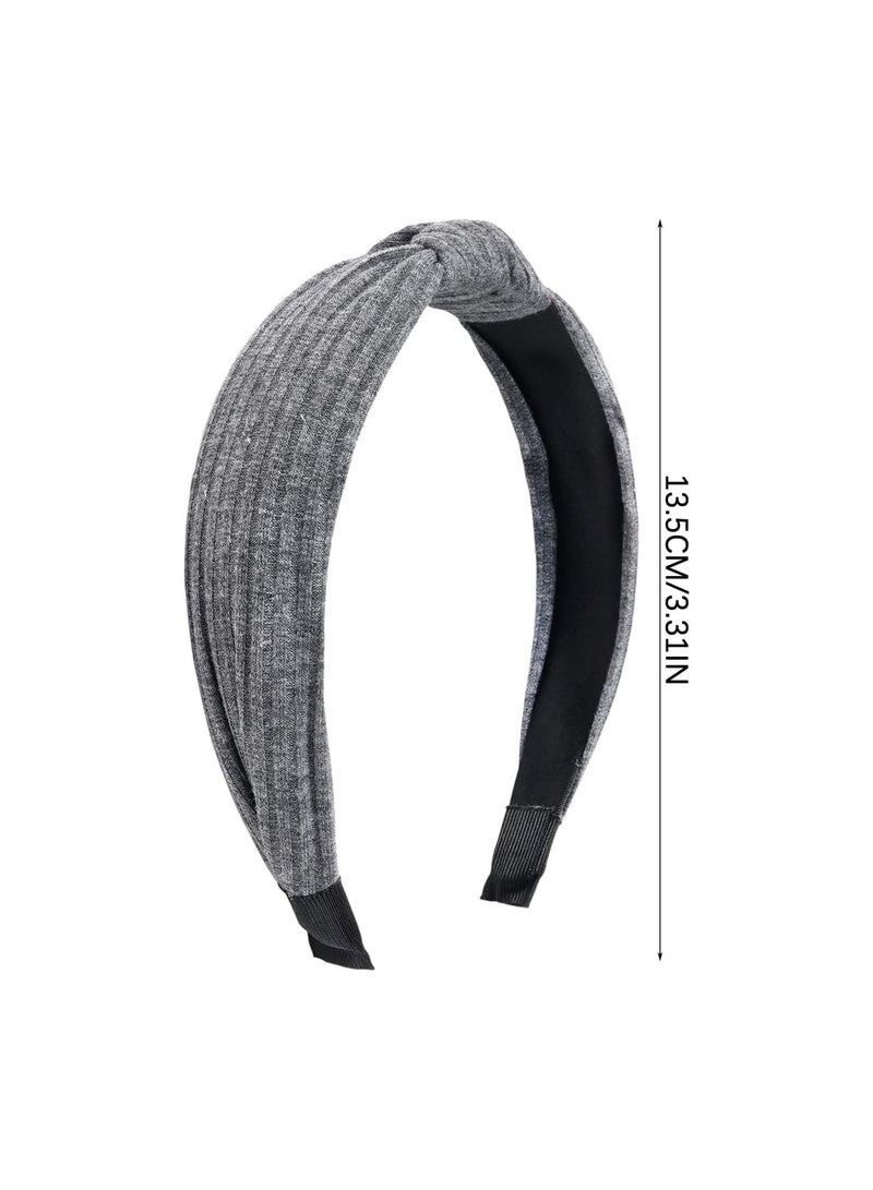 GGOOT Women Elastic Headband Wire Knotted Headband Knot Turban Headband Bowknot Bows Wide Headwrap Head Band Elastic Hair Accessories For Women and Girls (Gray) - Image 3