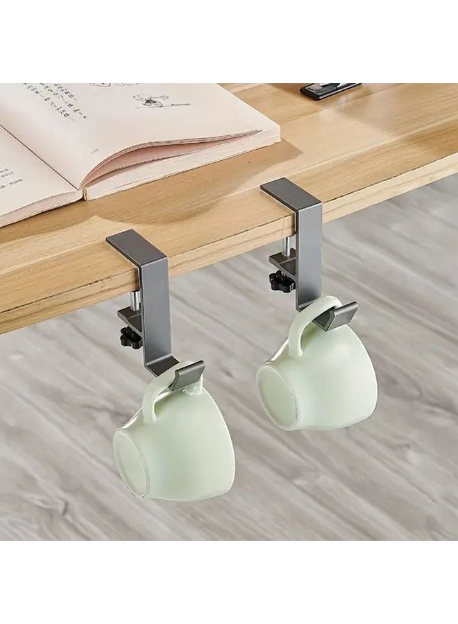2pcs White No Drill Desk Hooks Detachable Headphone Holder Storage Rack - Image 3