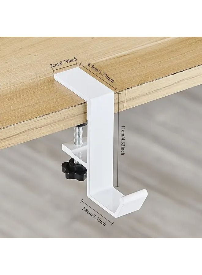 2pcs White No Drill Desk Hooks Detachable Headphone Holder Storage Rack - Image 4