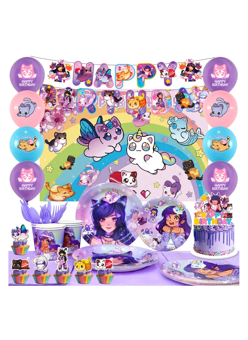 Aph-mau Cat Game Birthday Party Decorations for 10 Guests, 112 pcs Aph-mau Plushies Cat Theme Birthday Party Disposable Tableware Set - pzsku/Z1E268011440F5B4FB4F2Z/45/_/1723461325/1959641b-4e10-4733-bbcf-20fc3373a5ed