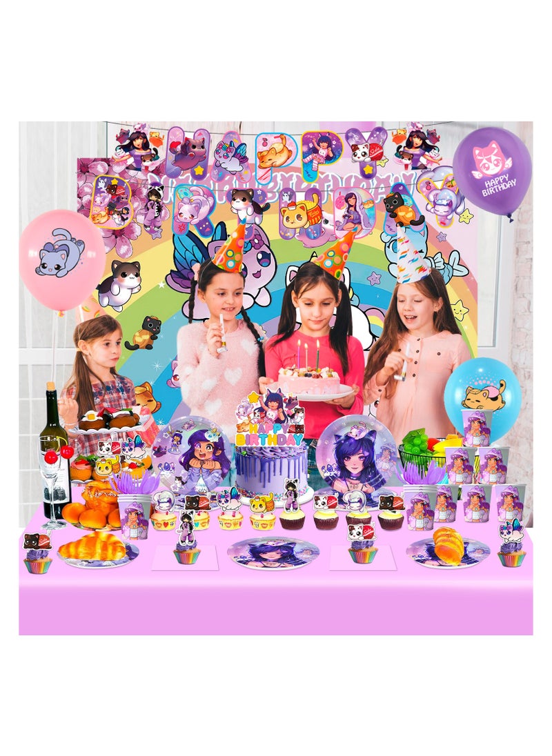 Aph-mau Cat Game Birthday Party Decorations for 10 Guests, 112 pcs Aph-mau Plushies Cat Theme Birthday Party Disposable Tableware Set - pzsku/Z1E268011440F5B4FB4F2Z/45/_/1739428327/7f0a3886-9ad5-4fad-8599-65f04125e16a