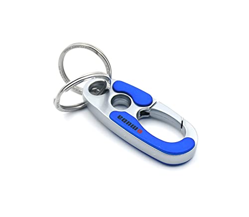 omuda Stylish Hook Locking Silver Metal Carabiner Double Ring Hook Metal Key Chain for Men & Women (3752-BLUE) - Image 4