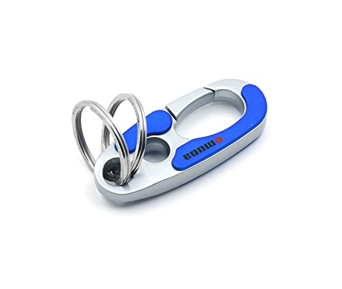 omuda Stylish Hook Locking Silver Metal Carabiner Double Ring Hook Metal Key Chain for Men & Women (3752-BLUE) - Image 2