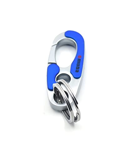 omuda Stylish Hook Locking Silver Metal Carabiner Double Ring Hook Metal Key Chain for Men & Women (3752-BLUE) - Image 3