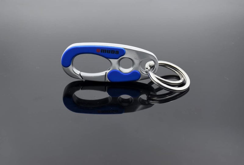omuda Stylish Hook Locking Silver Metal Carabiner Double Ring Hook Metal Key Chain for Men & Women (3752-BLUE) - Image 5
