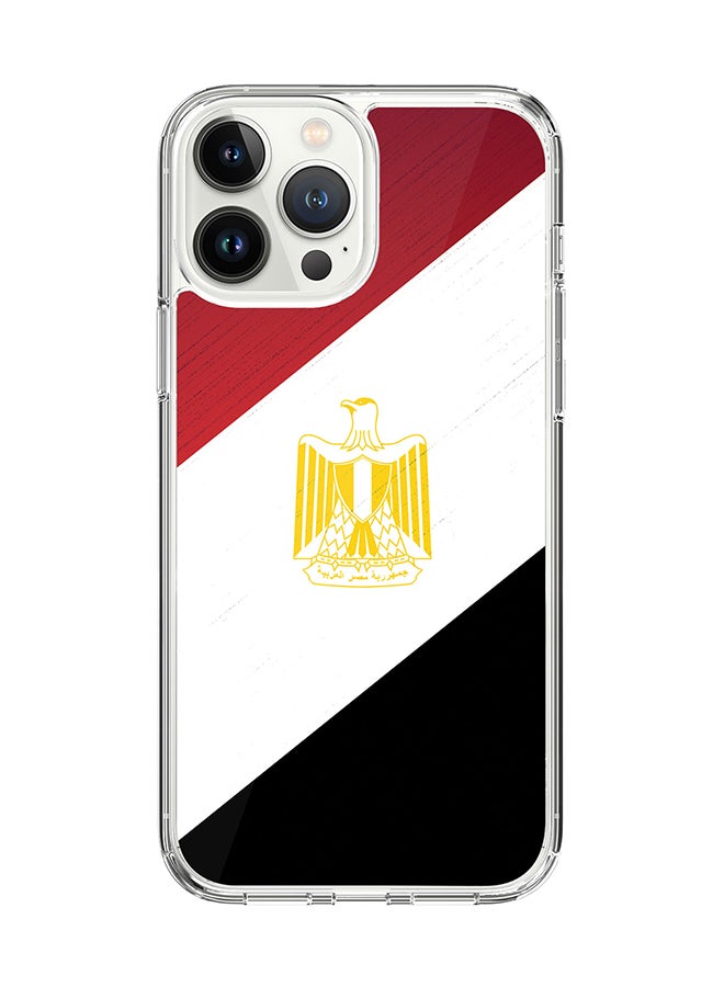 Classic Clear for Apple iPhone 14 Pro Max Case Hybrid Soft Cover Flexible Edges Anti Drop TPU PC Gel Thin Transparent Cover - Flag Of Egypt Full Print