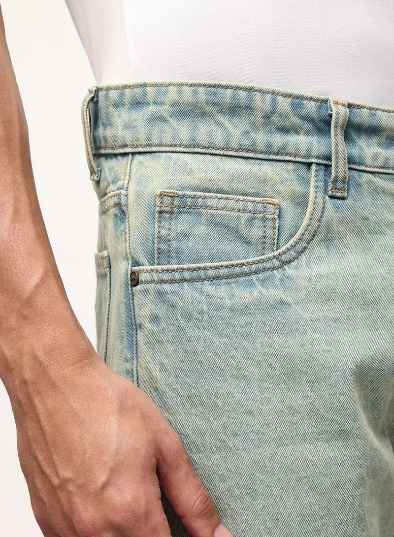 Dennis Lingo  Blue 100% Cotton Washed Pattern Straight Fit Denim Jeans For Men for Men | Best Price UAE