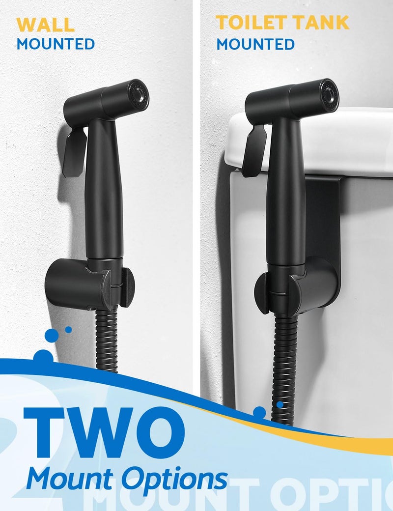 BRITULIF Black Handheld Bidet Sprayer For Toilet  Jet Sprayer For Toilet Muslim Shower  Adjustable Cloth Diaper Sprayer Bidets Attachment For Toilet  Bidet Hose For Feminine Wash Matte Black - Image 3