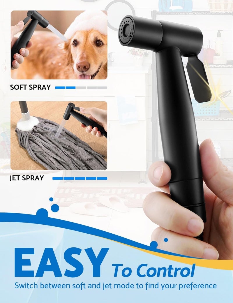 BRITULIF Black Handheld Bidet Sprayer For Toilet  Jet Sprayer For Toilet Muslim Shower  Adjustable Cloth Diaper Sprayer Bidets Attachment For Toilet  Bidet Hose For Feminine Wash Matte Black - Image 4