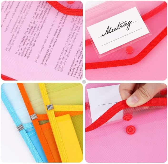 No brands A4 Plastic Wallets, 5 Pcs Popper Wallet Plastic Document Folder Premium Pockets Files Envelope for School Office Home, with Snap Closure,Large Capacity - Image 4