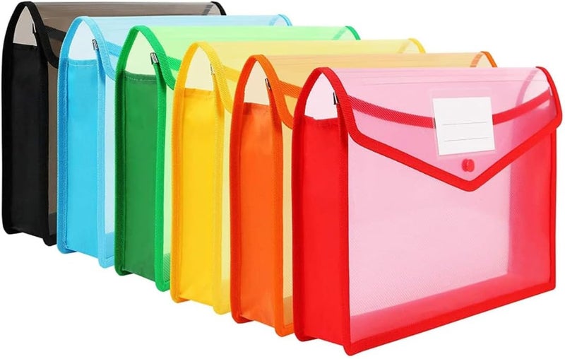 No brands A4 Plastic Wallets, 5 Pcs Popper Wallet Plastic Document Folder Premium Pockets Files Envelope for School Office Home, with Snap Closure,Large Capacity - Image 1
