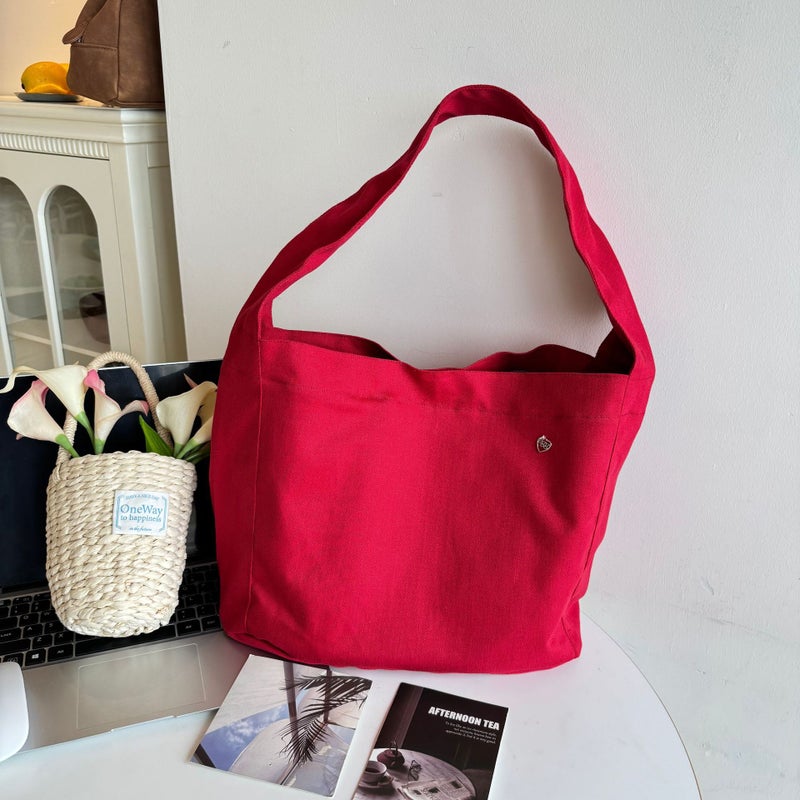 Korean-Style Solid Color High-Grade Large-Capacity Shoulder Bag Women'S Plush Hand Bag Lazy Style All-Match Tote Bag - Image 1