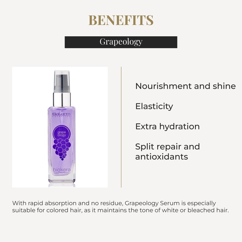 SALERM - Grape Seed Oil - Salerm Grapeology Biokera Natura - 60 ml - Split Ends Repair - Hydrating Serum for Dry and Damaged Hair - Antioxidant - for White or Bleached Hair - Image 3