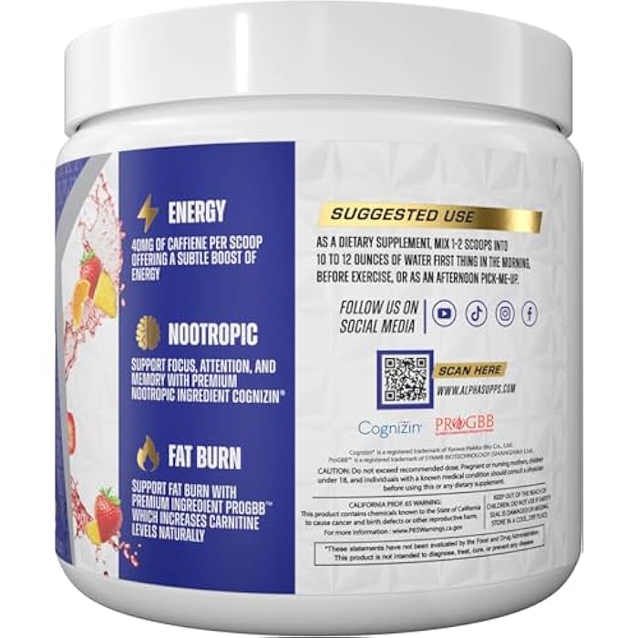 Alpha Supps Amino NRG+ BCAA Amino Energy Recovery Powder - Hydration Blend with Electrolytes - Focus Blend for Optimal Performance Support in Men & Women (30 Servings, Fruit Burst) - Image 3