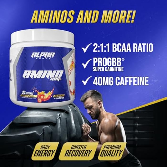 Alpha Supps Amino NRG+ BCAA Amino Energy Recovery Powder - Hydration Blend with Electrolytes - Focus Blend for Optimal Performance Support in Men & Women (30 Servings, Fruit Burst) - Image 2
