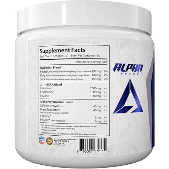Alpha Supps Amino NRG+ BCAA Amino Energy Recovery Powder - Hydration Blend with Electrolytes - Focus Blend for Optimal Performance Support in Men & Women (30 Servings, Fruit Burst) - Image 4